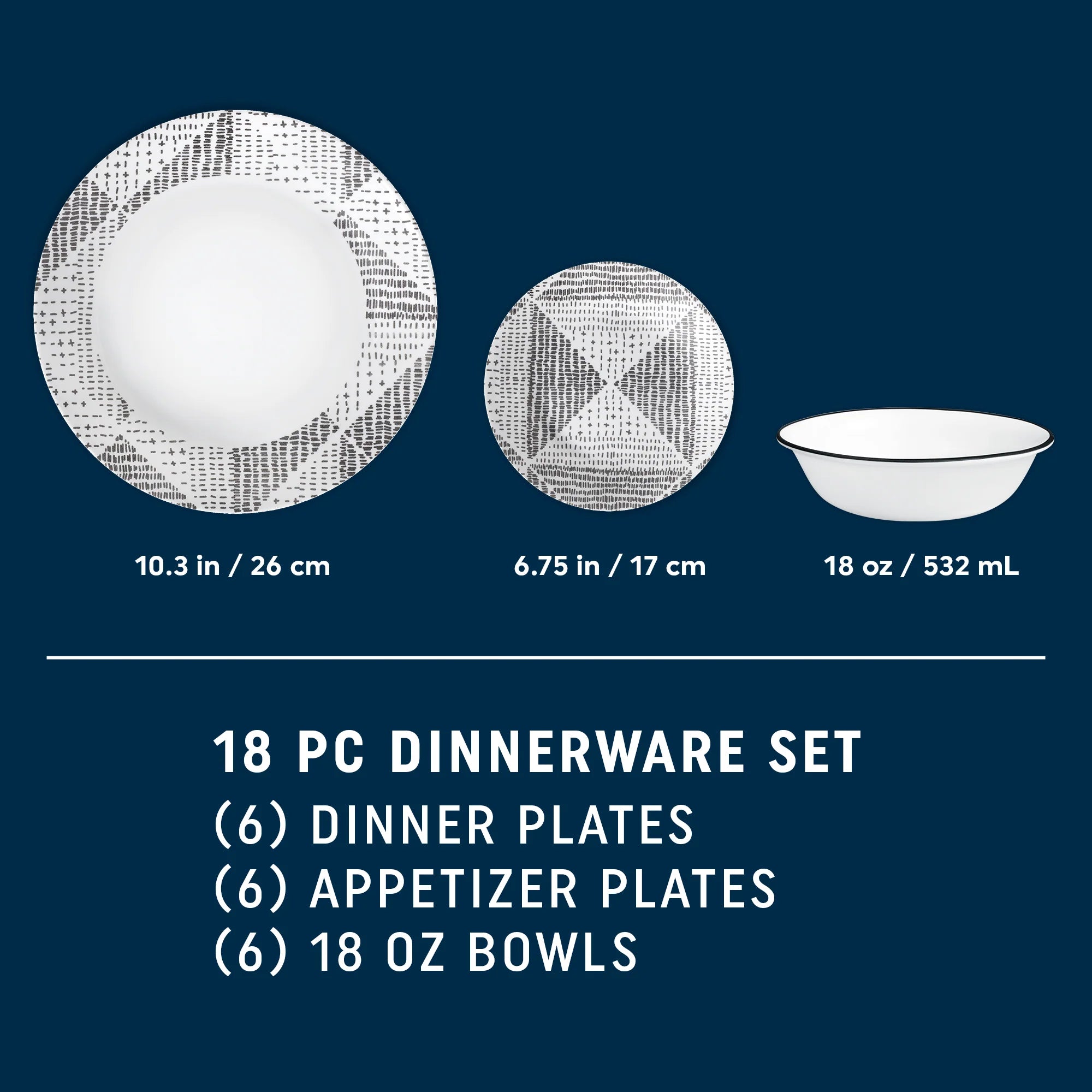 Corelle Modern Dinnerware Corelle? Odisha 18-piece Dinnerware Set, Service for 6 - Image 2