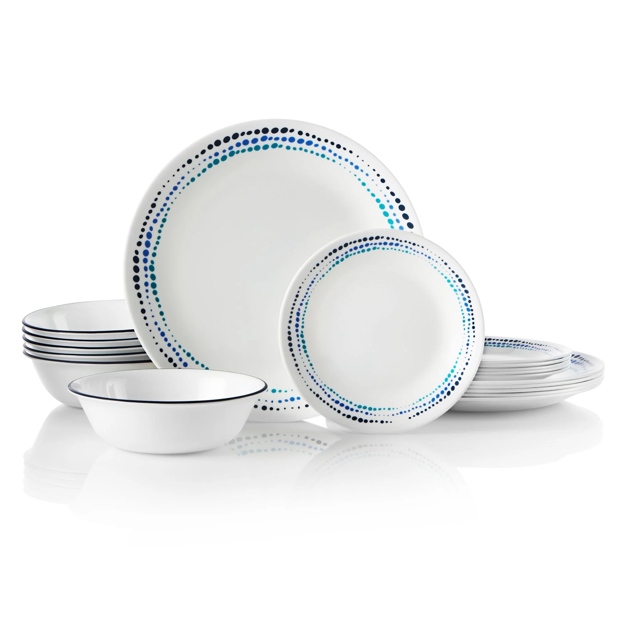 Corelle Modern Dinnerware Corelle? Ocean Blues 18-piece Dinnerware Set, Service for 6 - Image 2