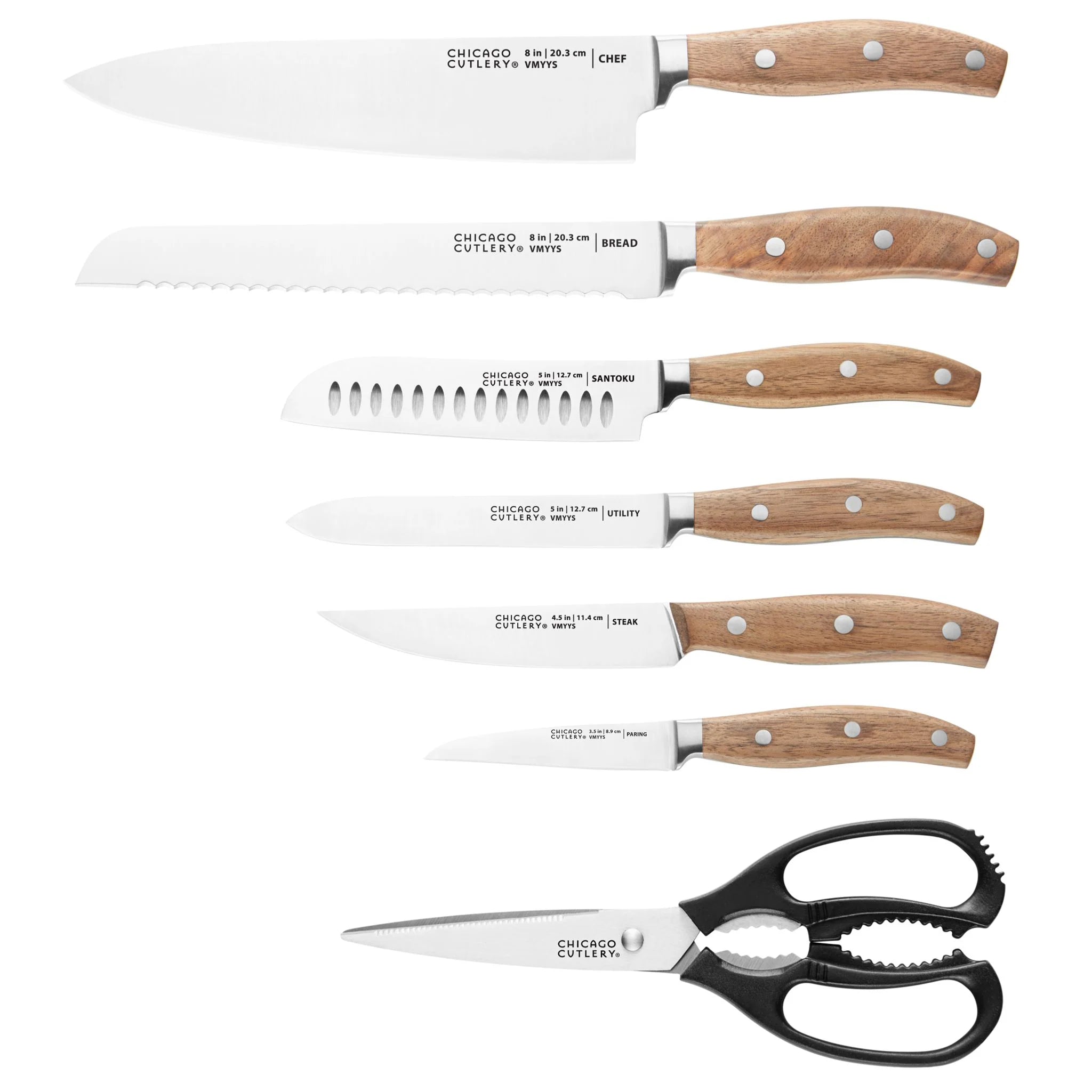 Corelle Modern Dinnerware Chicago Cutlery? Signature Edge Walnut 13-piece Knife Block Set - Image 4