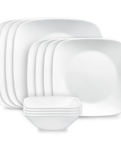 Corelle Modern Dinnerware Corelle? Square? Pure White 12-piece Dinnerware Set, Service for 4