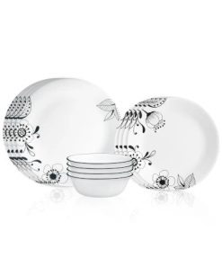 Corelle Modern Dinnerware Corelle? Inked Poppy 12-piece Dinnerware Set, Service for 4