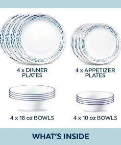 Alternative view of Corelle Modern Dinnerware Corelle? Ocean Blues 16-piece Mugless Dinnerware Set, Service of 4