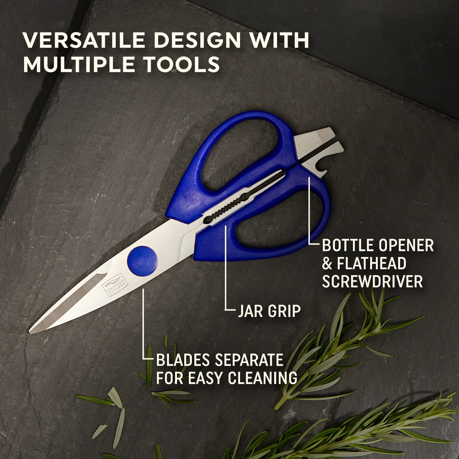 Corelle Modern Dinnerware Chicago Cutlery 2-piece Kitchen Shears in Blueberry and Blue Frost - Image 2