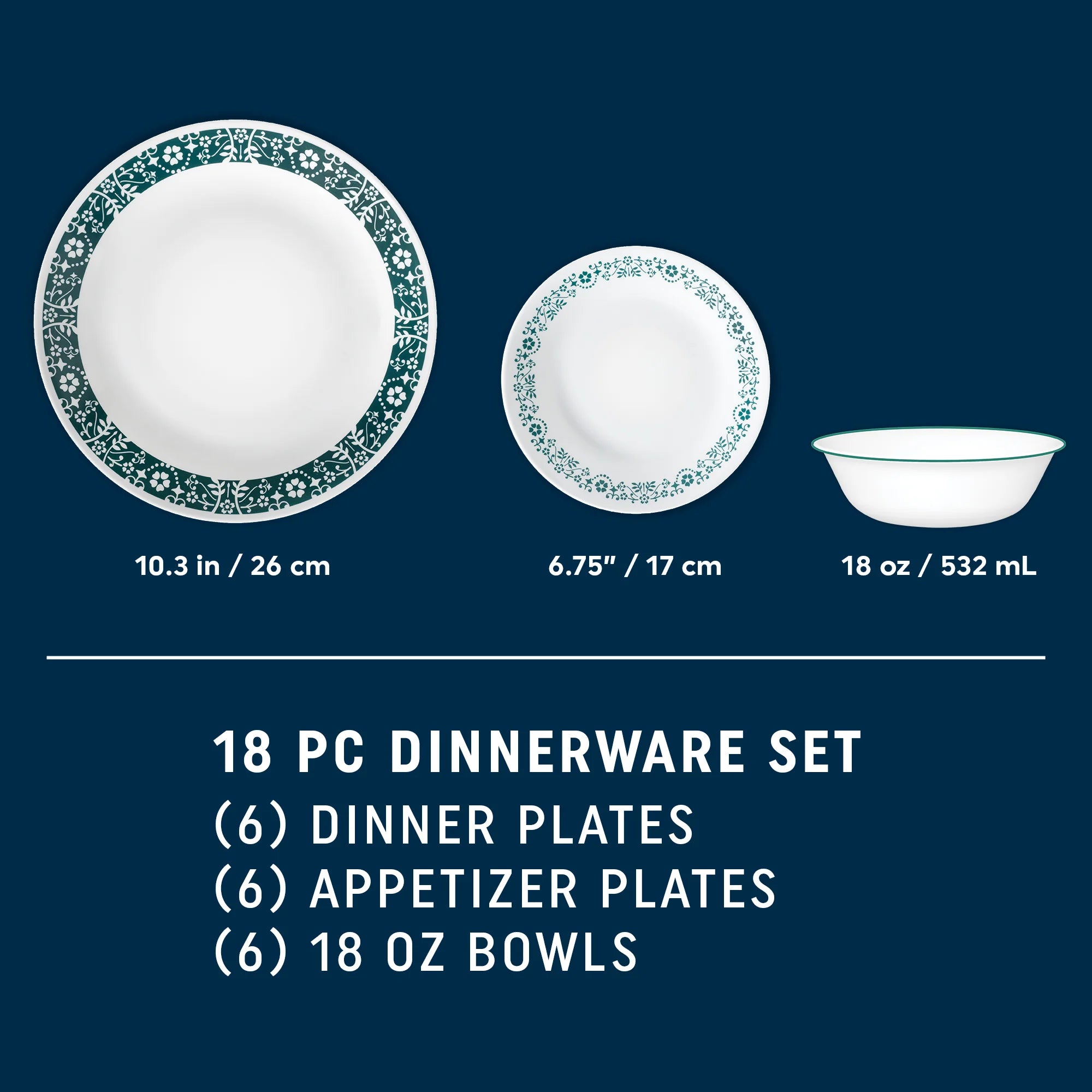 Corelle Modern Dinnerware Corelle? Penelope 18-piece Dinnerware Set, Service for 6 - Image 2