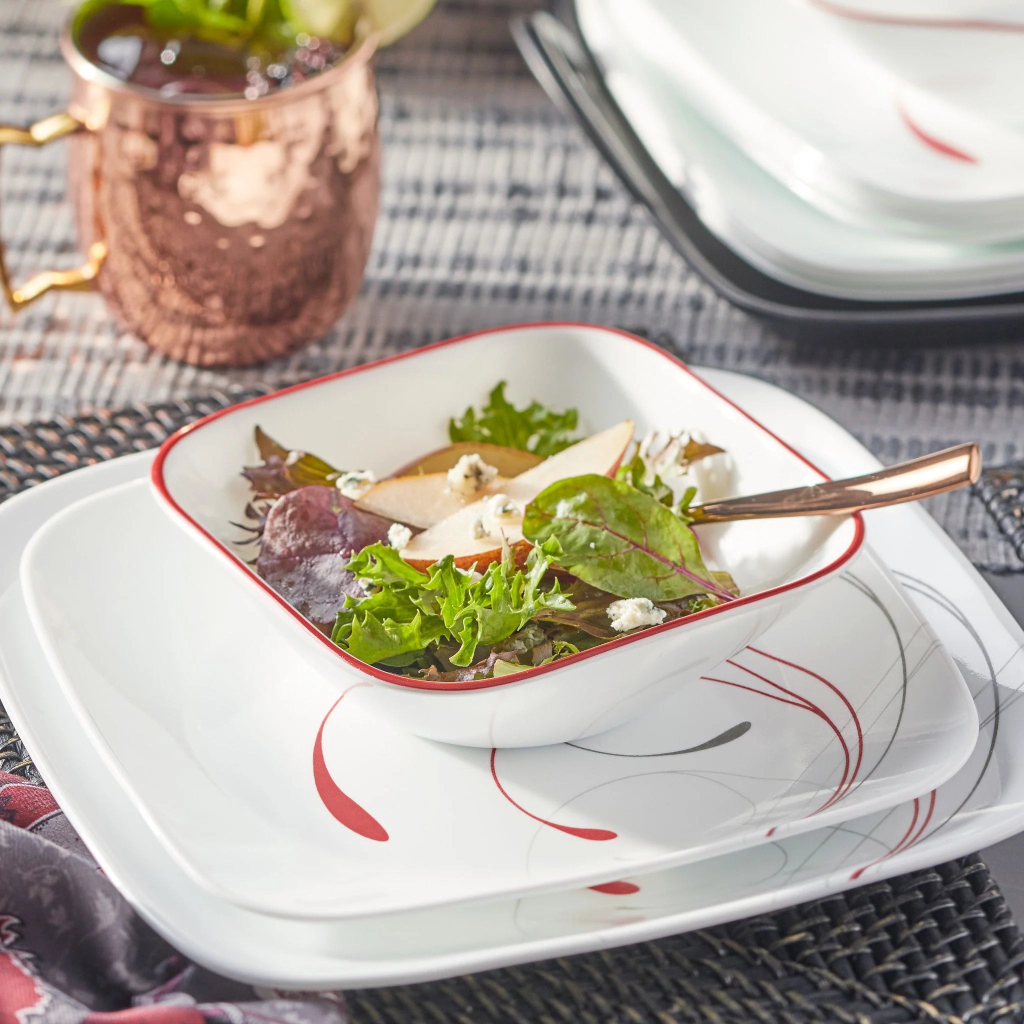 Corelle Modern Dinnerware Corelle? Square Splendor 12-piece Dinnerware Set, Service for 4 - Image 8