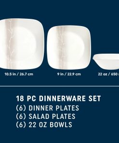 Alternative view of Corelle Modern Dinnerware Corelle? Square Wandering Grove 18-piece Dinnerware Set, Service for 6