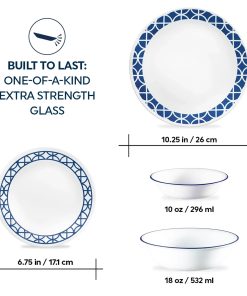 Alternative view of Corelle Modern Dinnerware Corelle? Cobalt Circles 16-piece Mugless Dinnerware Set, Service of 4