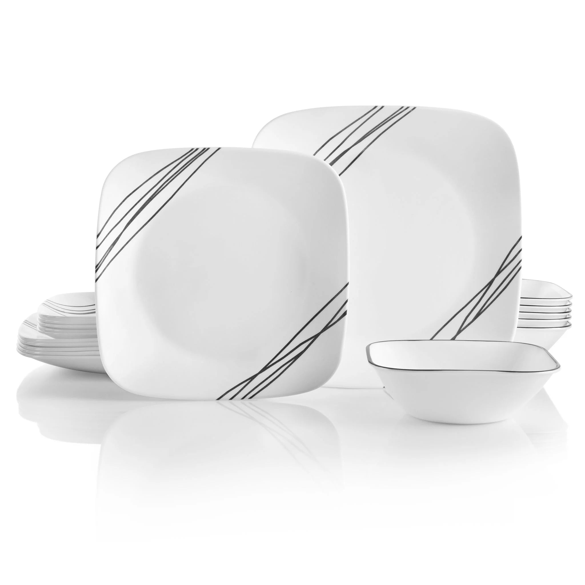 Corelle Modern Dinnerware Corelle? Square Simple Sketch 18-piece Dinnerware Set, Service for 6 - Image 4
