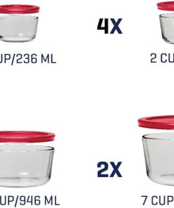 Alternative view of Corelle Modern Dinnerware Anchor Hocking 26 Piece Glass Storage Containers with Lids (13 Glass Food Storage Containers & 13 Red SnugFit Lids)