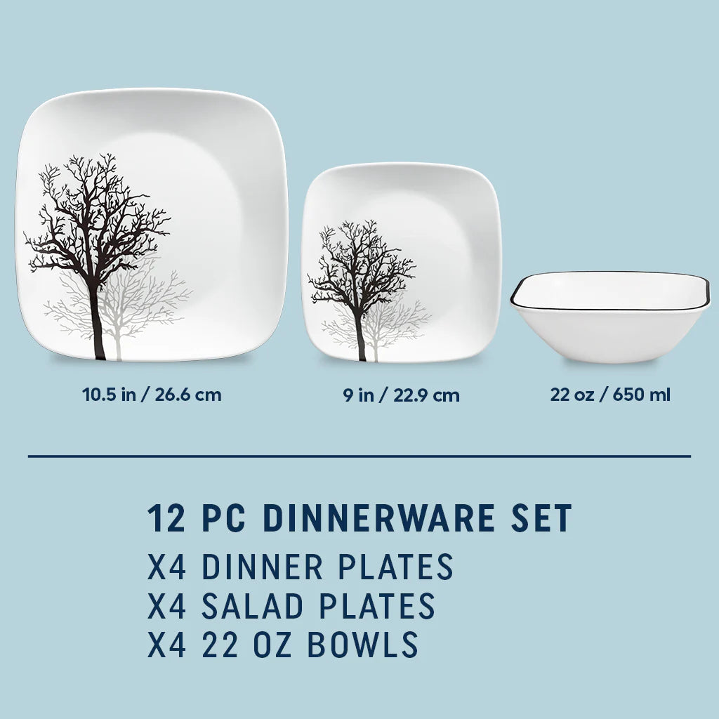 Corelle Modern Dinnerware Corelle? Timber Shadows 12-piece Dinnerware Set, Service for 4 - Image 2