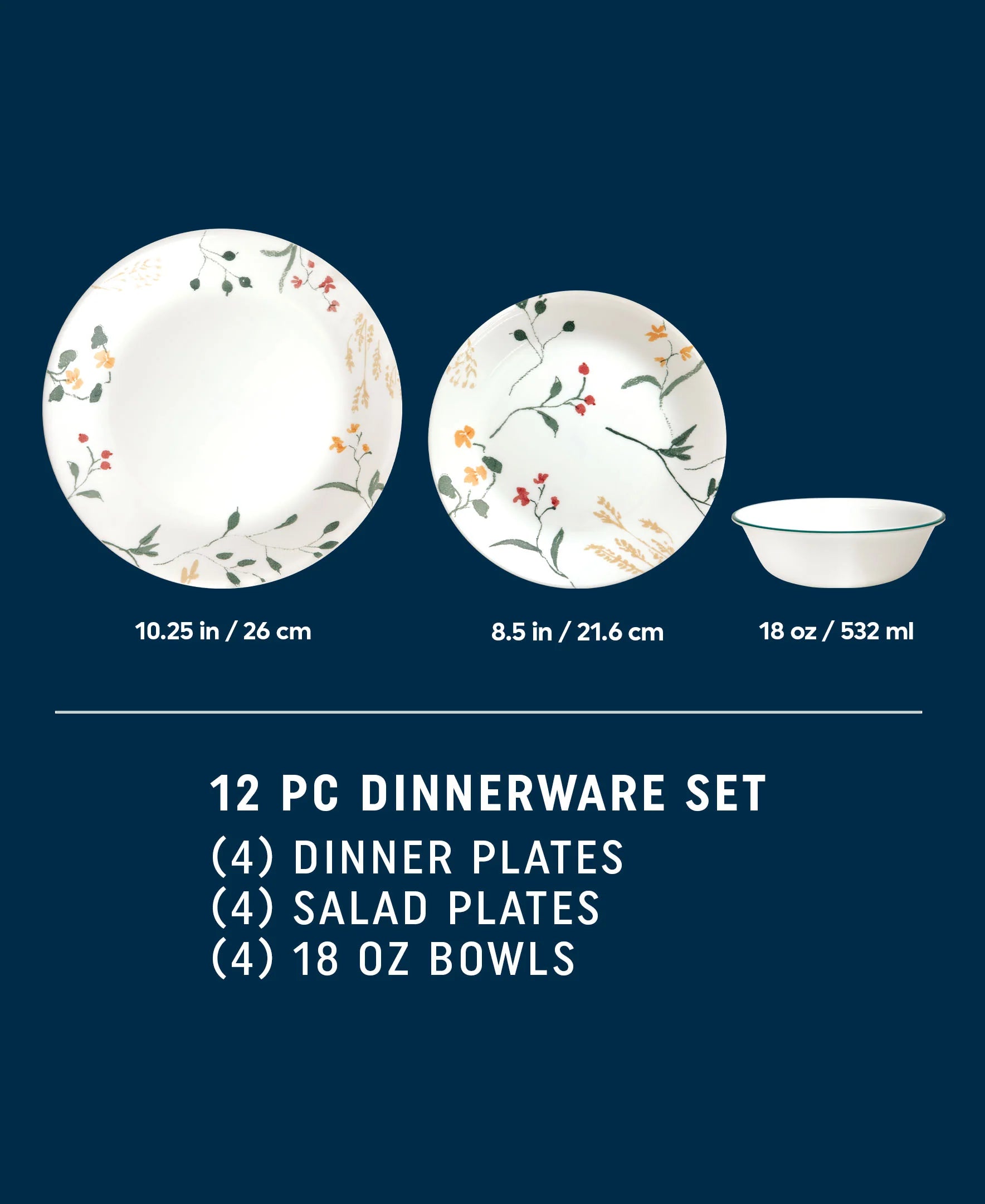 Corelle Modern Dinnerware Corelle? Wildflower Scatter 12-piece Dinnerware Set, Service for 4 - Image 2