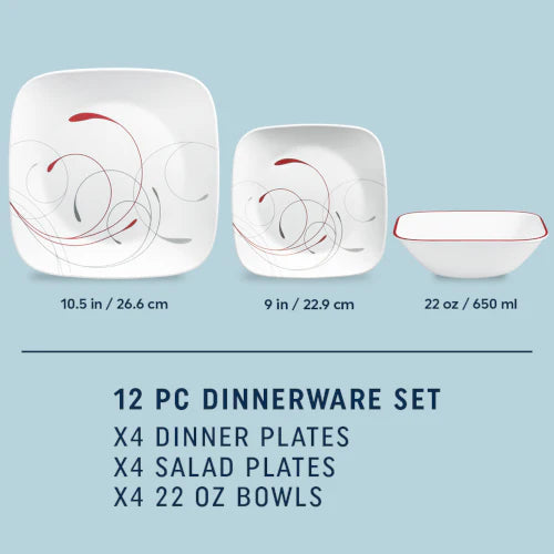 Corelle Modern Dinnerware Corelle? Square Splendor 12-piece Dinnerware Set, Service for 4 - Image 2