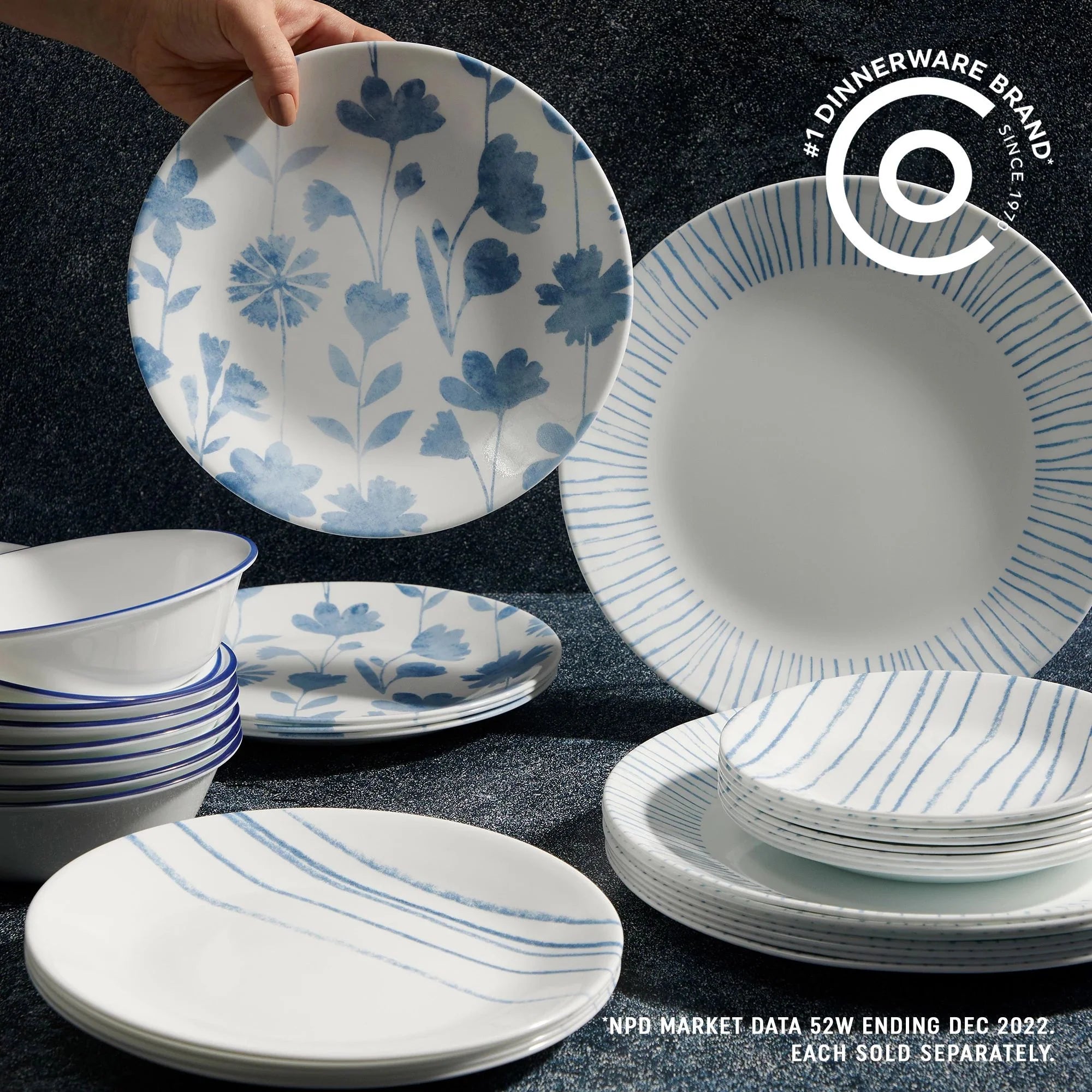 Corelle Modern Dinnerware Corelle? Botanical Stripes 18-ounce Cereal Bowls, 6-pack - Image 2