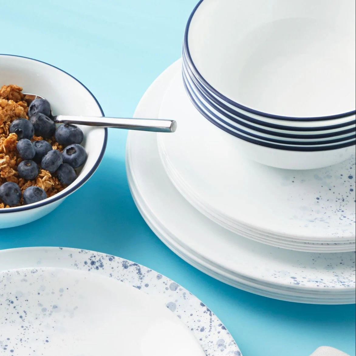 Corelle Modern Dinnerware Corelle? Indigo Speckle 18-piece Dinnerware Set, Service for 6 - Image 2