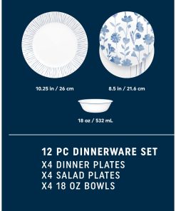 Alternative view of Corelle Modern Dinnerware Corelle? Botanical Stripes 12-piece Dinnerware Set, Service for 4