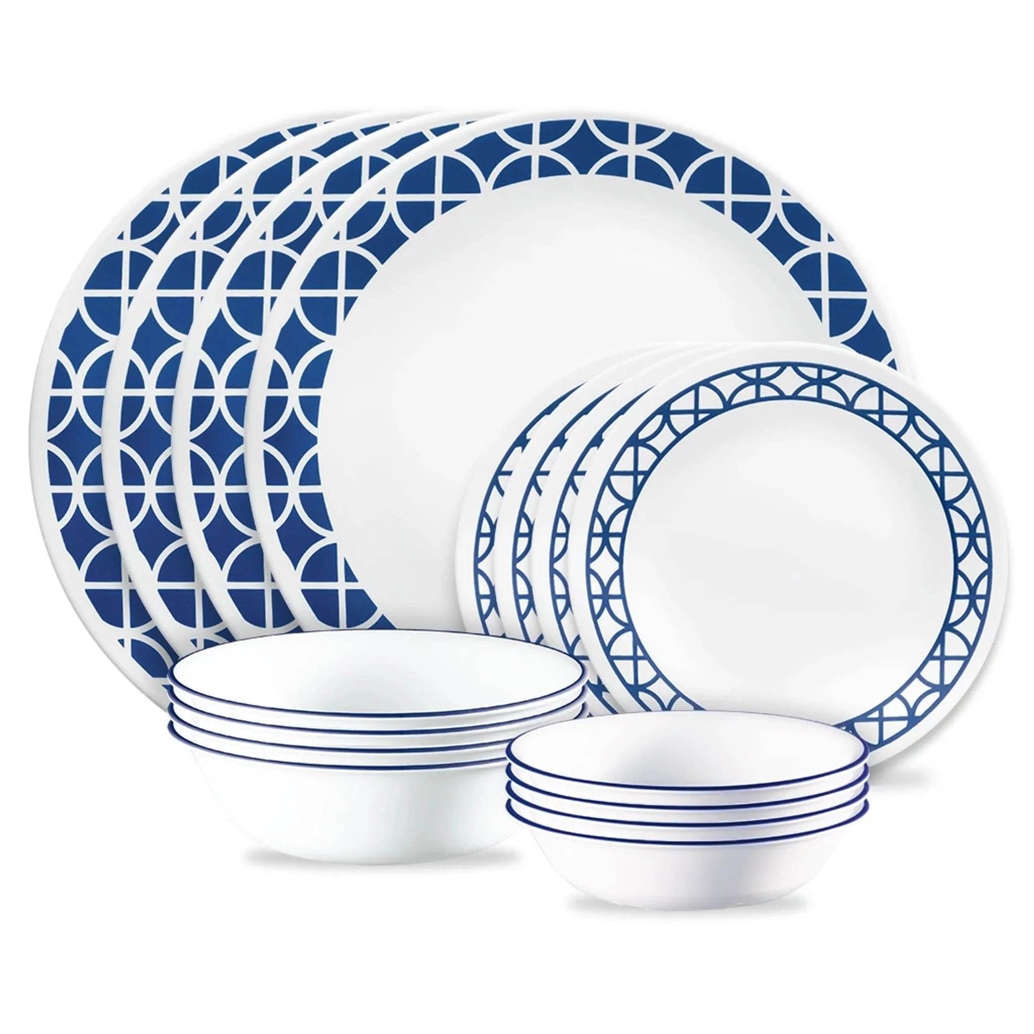 Corelle Modern Dinnerware Corelle? Cobalt Circles 16-piece Mugless Dinnerware Set, Service of 4